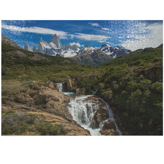 Ambesonne Landscape Jigsaw Puzzle Durable Cardboard, Mount Fitz Roy, 1000 pcs, Olive Green Cocoa