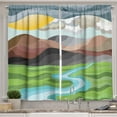 thumbnail image 1 of Ambesonne Landscape Kitchen Curtains, Abstract Mountains River, 55"x39", Multicolor, 1 of 3