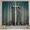 thumbnail image 1 of Ambesonne Landscape Kitchen Curtains, Buildings Cityscape, 55"x39", Teal, 1 of 3