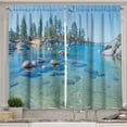 thumbnail image 1 of Ambesonne Landscape Kitchen Curtains, Calm Still Water Rocks, 55"x45", Blue Grey Green, 1 of 3