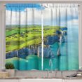 thumbnail image 1 of Ambesonne Landscape Kitchen Curtains, Cliffs Fields Trees Sky, 55"x36", Yellow Green and Azure Blue, 1 of 1