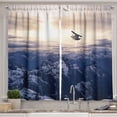 thumbnail image 1 of Ambesonne Landscape Kitchen Curtains, Flying Airplane Mountains, 55"x24", Dark Lavender Cream, 1 of 3