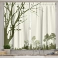 thumbnail image 1 of Ambesonne Landscape Kitchen Curtains, Forest Birds on Tree, 55"x39", Olive Green Cream, 1 of 2
