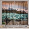thumbnail image 1 of Ambesonne Landscape Kitchen Curtains, Iceland Coastal Glacier, 55"x30", Cocoa Turquoise and Blush, 1 of 1