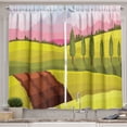 thumbnail image 1 of Ambesonne Landscape Kitchen Curtains, Pastel Sunset Rural Hills, 55"x24", Pink Yellow Green Redwood, 1 of 1
