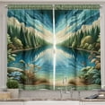 thumbnail image 1 of Ambesonne Landscape Kitchen Curtains, River and Forest Symmetry, 55"x45", Green Blue, 1 of 3