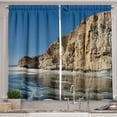 thumbnail image 1 of Ambesonne Landscape Kitchen Curtains, Rock Ice Lake Scenery, 55"x24", Dark Sky Blue and Pale Khaki, 1 of 1