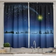 thumbnail image 1 of Ambesonne Landscape Kitchen Curtains, Starry Sky Pine Trees Art, 55"x36", Dark Violet Blue Yellow, 1 of 3