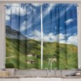 thumbnail image 1 of Ambesonne Landscape Kitchen Curtains, Village Like Houses Print, 55"x39", Dark Violet and Olive Green, 1 of 3