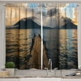 thumbnail image 1 of Ambesonne Landscape Kitchen Curtains, Wooden Pier on Lake, 55"x39", Multicolor, 1 of 3