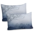thumbnail image 1 of Ambesonne Landscape Pillow Sham 2 Pack, Idyllic Forest Rain View, 36"x20", Dark Slate Blue Grey, 1 of 3