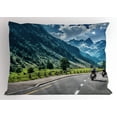 thumbnail image 1 of Ambesonne Landscape Pillow Sham, Motorcyclist on Road, 36" X 20", Multicolor, 1 of 2