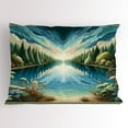 thumbnail image 1 of Ambesonne Landscape Pillow Sham, River and Forest Symmetry, 36" X 20", Green Blue, 1 of 2
