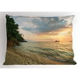 thumbnail image 1 of Ambesonne Landscape Pillow Sham, Tropic Botanic Forest, 26" X 20", Turquoise Peach, 1 of 2
