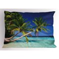 thumbnail image 1 of Ambesonne Landscape Pillow Sham, Tropic Island Palms, 26" X 20", Aqua Blue Green, 1 of 2