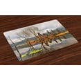 thumbnail image 1 of Ambesonne Landscape Place Mats Set of 4, Tamblingan Bali Lake, Standard Size, Brown and Grey, 1 of 4