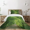 thumbnail image 1 of Ambesonne Landscape Quilted Bedspread Set 2 Pcs, Fresh Canopy Forest, Twin Size, Green, 1 of 3
