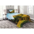 thumbnail image 1 of Ambesonne Landscape Quilted Bedspread Set 2 Pcs, Natural Forest Park, Twin Size, Marigold and Olive Green, 1 of 3