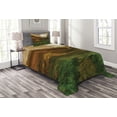 thumbnail image 1 of Ambesonne Landscape Quilted Bedspread Set 2 Pcs, Valley with Full Moon, Twin Size, Fern Green Cinnamon, 1 of 3