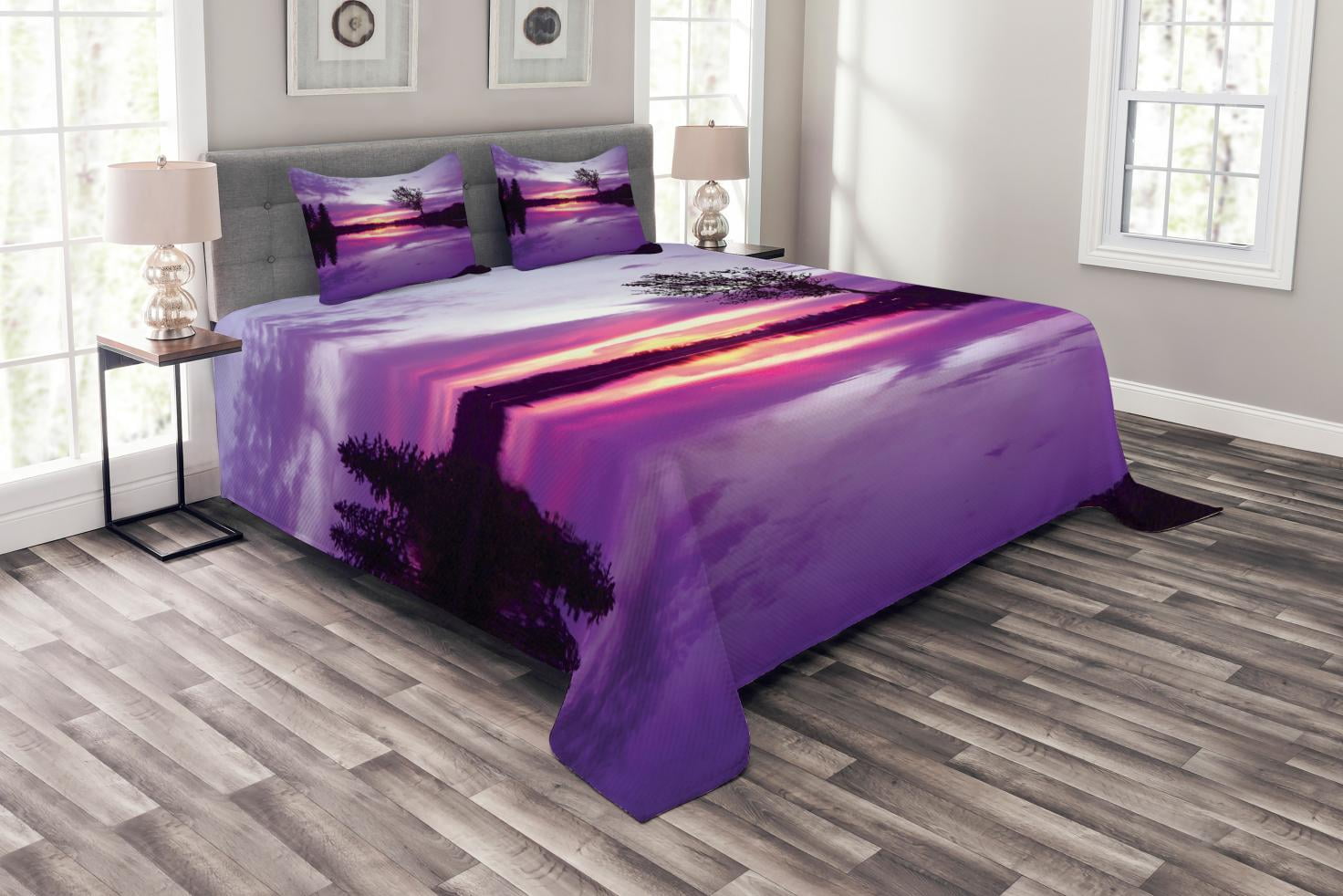 Ambesonne Landscape Quilted Bedspread Set 3 Pcs, Purple Shade Skies, Queen  Size, Lavender Black - Walmart.com, image size:1472x982