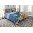 thumbnail image 1 of Ambesonne Landscape Quilted Bedspread Set 3 Pcs, Summer Beach Spain, Queen Size, Blue Brown, 1 of 3