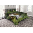 thumbnail image 1 of Ambesonne Landscape Quilted Bedspread Set 3 Pcs, Twin Waterfalls Hawai, Queen Size, Green, 1 of 3