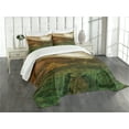 thumbnail image 1 of Ambesonne Landscape Quilted Bedspread Set 3 Pcs, Valley with Full Moon, Queen Size, Fern Green Cinnamon, 1 of 5