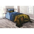 thumbnail image 1 of Ambesonne Landscape Quilted Coverlet 2 Pcs, Colorado Village, Twin Size, Green Blue, 1 of 2
