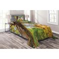 thumbnail image 1 of Ambesonne Landscape Quilted Coverlet 2 Pcs, Vibrant Summer Sky, Twin Size, Green Brown, 1 of 2