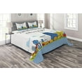 thumbnail image 1 of Ambesonne Landscape Quilted Coverlet 3 Pcs, Chicago USA Cartoon, Queen Size, Multicolor, 1 of 2