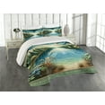 thumbnail image 1 of Ambesonne Landscape Quilted Coverlet 3 Pcs, River and Forest Symmetry, King Size, Green Blue, 1 of 4