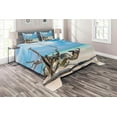 thumbnail image 1 of Ambesonne Landscape Quilted Coverlet 3 Pcs, Seascape Sandy Beach, Queen Size, Turquoise Sky Blue, 1 of 2