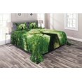 thumbnail image 1 of Ambesonne Landscape Quilted Coverlet 3 Pcs, Summer Rays in Wild, Queen Size, Green, 1 of 2