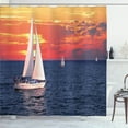 thumbnail image 1 of Ambesonne Landscape Shower Curtain, Calm Evening Sailing, 69"Wx84"L, Dark Blue Orange White, 1 of 5