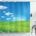 thumbnail image 1 of Ambesonne Landscape Shower Curtain, Cartoon Valley Scene, 69"Wx84"L, Blue White Green, 1 of 3