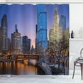 thumbnail image 1 of Ambesonne Landscape Shower Curtain, Chicago River Scenery, 69"Wx84"L, Multicolor, 1 of 3