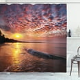 thumbnail image 1 of Ambesonne Landscape Shower Curtain, Dawn at Beach Seaside, 69"Wx75"L, Orange Mauve Blue, 1 of 3