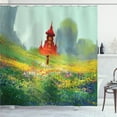 thumbnail image 1 of Ambesonne Landscape Shower Curtain, Flower Scary Castle, 69"Wx70"L, Red Green, 1 of 3