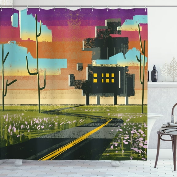 Ambesonne Landscape Shower Curtain, Futuristic Paint, 69"Wx70"L, Multicolor