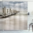 thumbnail image 1 of Ambesonne Landscape Shower Curtain, Groyne Zingst Germany, 69"Wx84"L, Pale Blue White Tan, 1 of 3