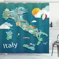 thumbnail image 1 of Ambesonne Landscape Shower Curtain, Italy Map Landmarks Art, 69"Wx75"L, Marigold and Dark Turquoise, 1 of 4