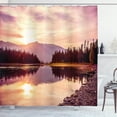 thumbnail image 1 of Ambesonne Landscape Shower Curtain, Jackson Lake in USA, 69"Wx70"L, Peach Pale Yellow, 1 of 3