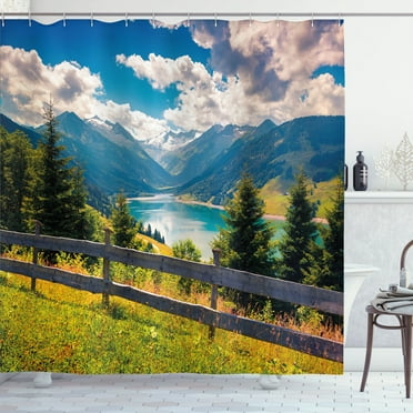 Ambesonne Landscape Shower Curtain, Lake Landscape in Alps, 69"Wx75"L, Multicolor