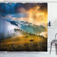thumbnail image 1 of Ambesonne Landscape Shower Curtain, Misty Mountaintops, 69"Wx84"L, Yellow Blue Green, 1 of 3