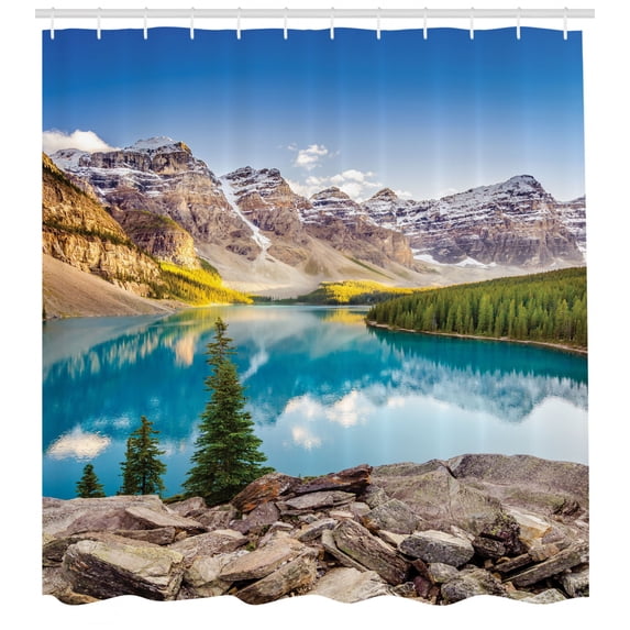 Ambesonne Landscape Shower Curtain, Moraine Lake Sunset, 69"Wx84"L, Multicolor