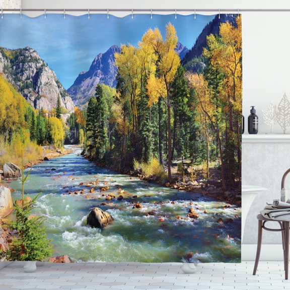 Ambesonne Landscape Shower Curtain, Mountains of Colorado, 69"Wx84"L, Multicolor