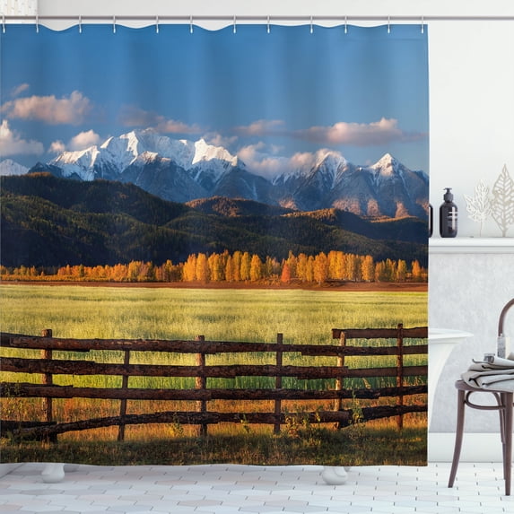 Ambesonne Landscape Shower Curtain, Nature Valley Forest, 69"Wx70"L, Multicolor