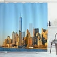 thumbnail image 1 of Ambesonne Landscape Shower Curtain, New York City Skyline, 69"Wx70"L, Pale Blue Orange, 1 of 3