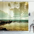 thumbnail image 1 of Ambesonne Landscape Shower Curtain, Ocean Island Scenery, 69"Wx84"L, Beige Sepia Teal, 1 of 5