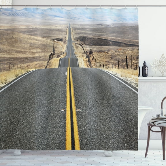 Ambesonne Landscape Shower Curtain, Pacific Coast Road, 69"Wx75"L, Grey